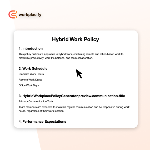Preview of a generated hybrid workplace policy document